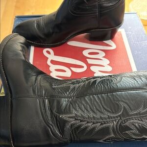 Tony Lama Black Pampas Leather Western Boots VM 2993